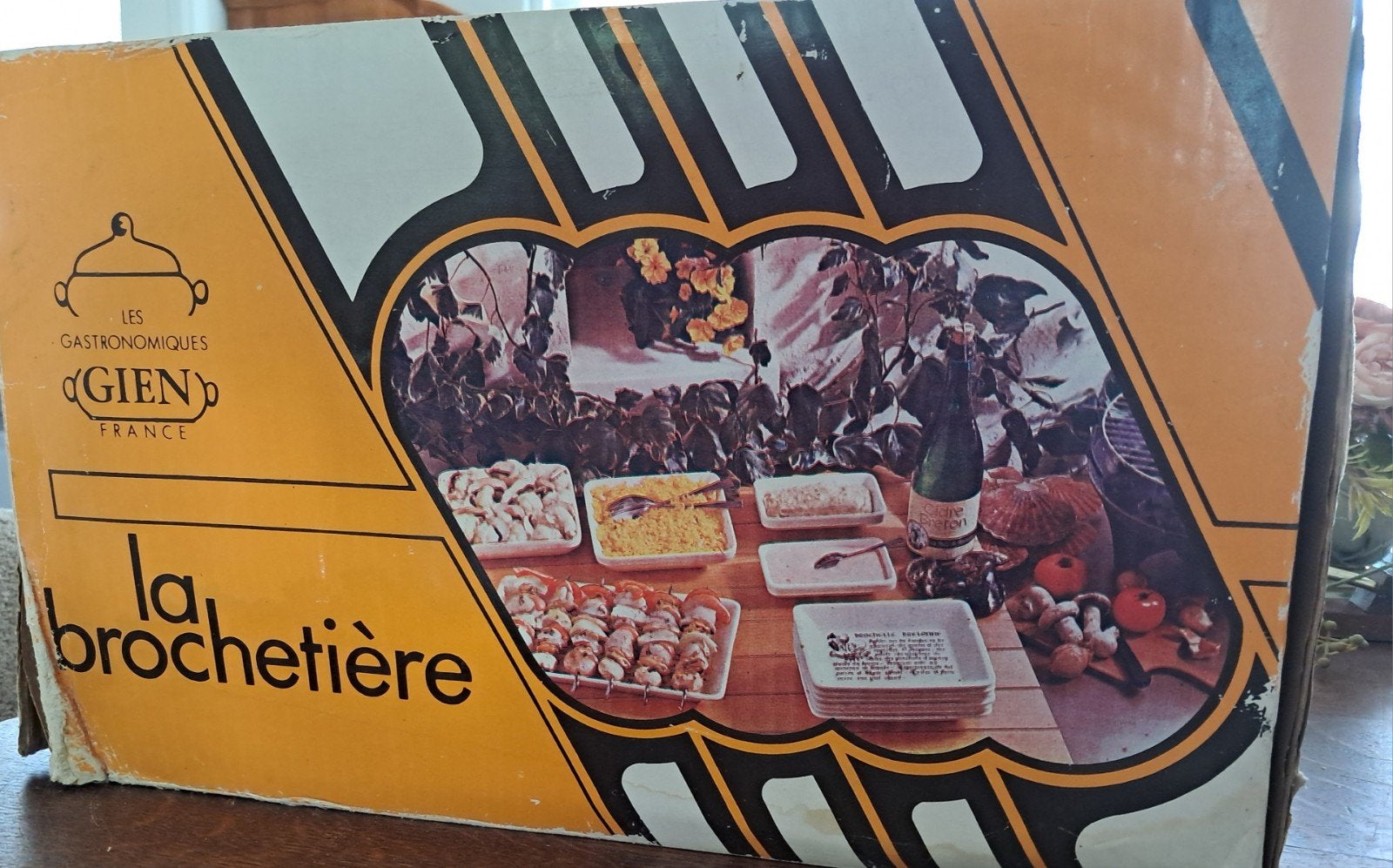 Vintage keramische brochettenset Gien uit Frankrijk, Huis en Inrichting, Ophalen of Verzenden