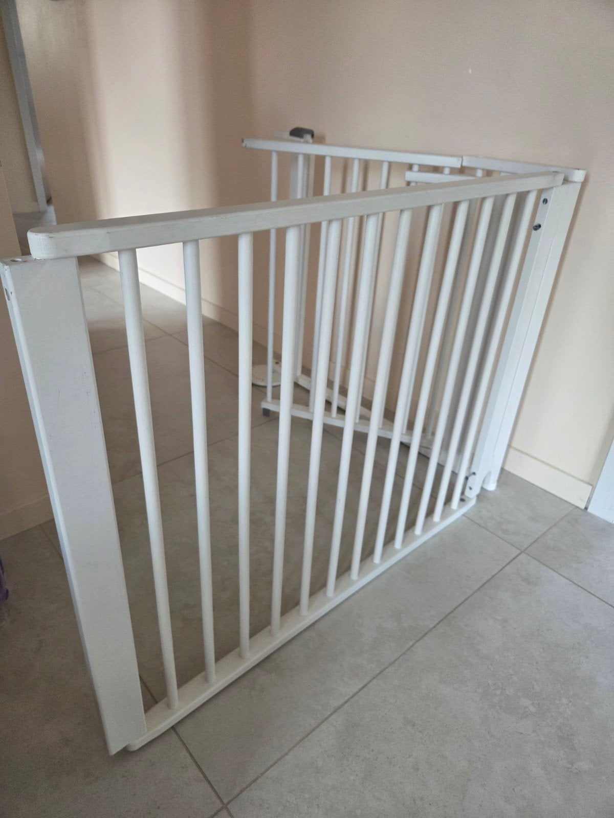 A vendre, barrière escalier en angle - Geuther, Ophalen, Gebruikt, Hout, 115 cm of meer