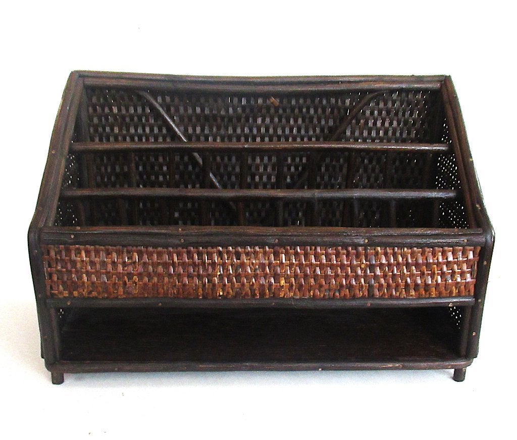 Bambou vintage avec bureau en rotin et porte-lettres des 60, Enlèvement ou Envoi
