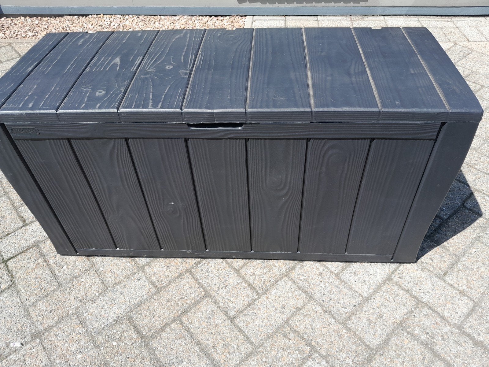 Opbergbox in kunsstof voor tuinstoelkussens. 120x45cm.gst., Ophalen, Zo goed als nieuw, Kunststof, Overige typen