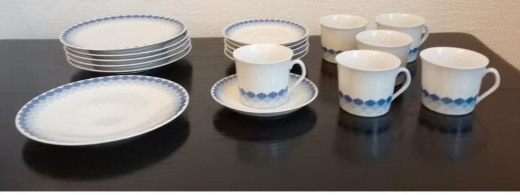 Vintage koffieservies en dessertboden - 6 delig., Antiek en Kunst, Ophalen of Verzenden