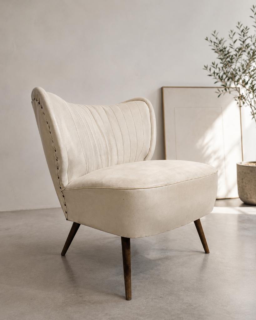 Fauteuil cocktail vintage blanc années 60, Maison & Meubles, Enlèvement