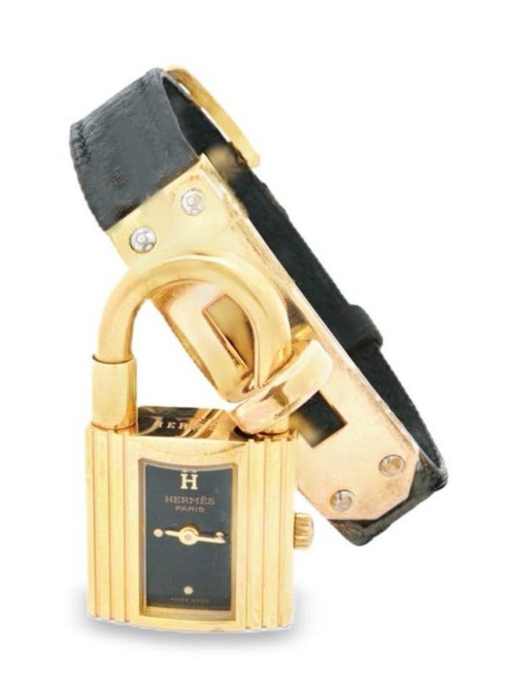 Hermès Kelly Lock Horloge Vintage KE1.201 - Lederen Band, Overige merken, Gebruikt, Staal, Polshorloge