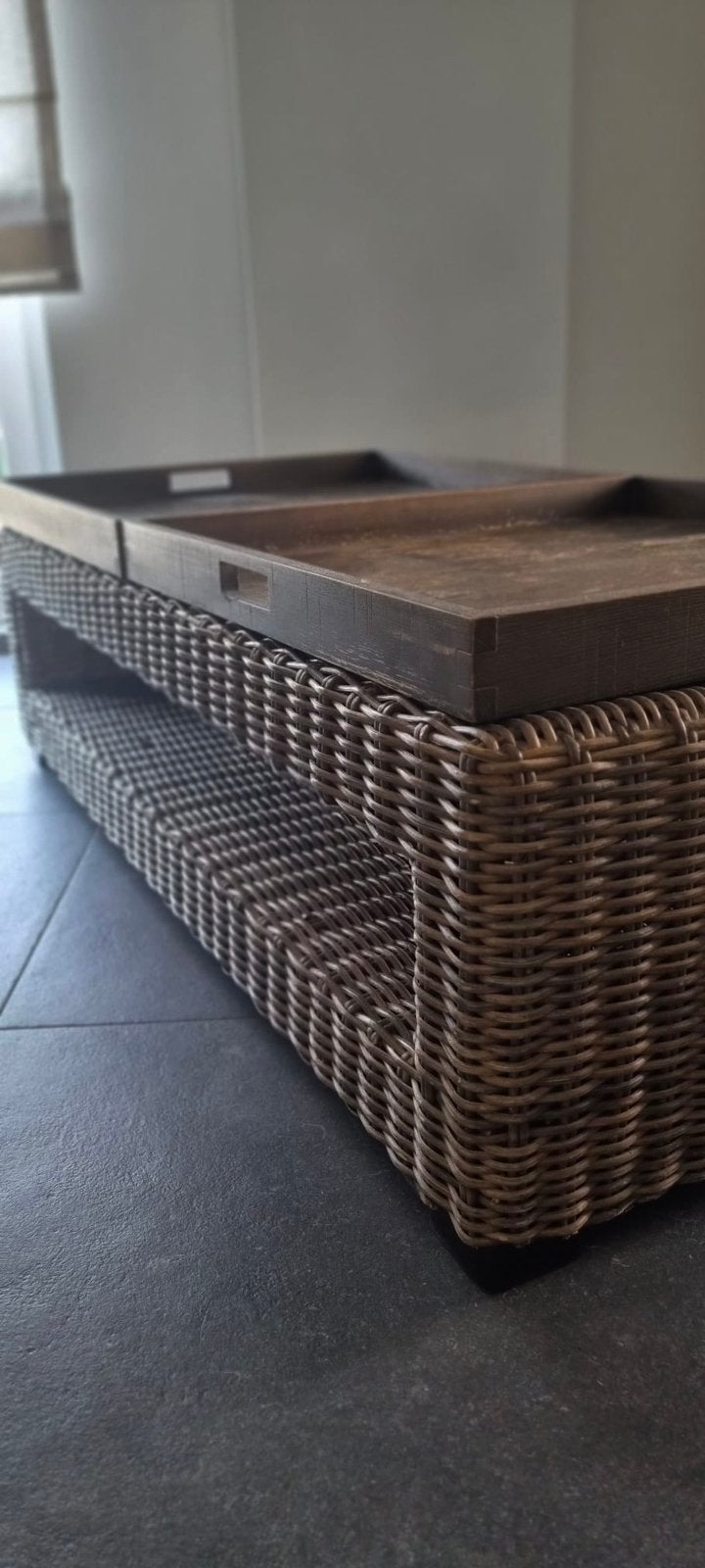 Pronuptia - Table basse en osier avec plateaux robustes, 100 à 150 cm, Enlèvement, Utilisé, 50 à 100 cm