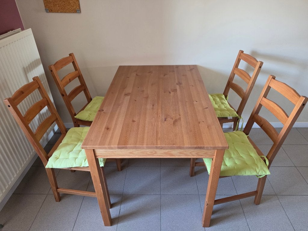 Tafel met 4 stoelen, Huis en Inrichting, Tafels | Eettafels, Ophalen, Gebruikt, Vier personen, Rechthoekig