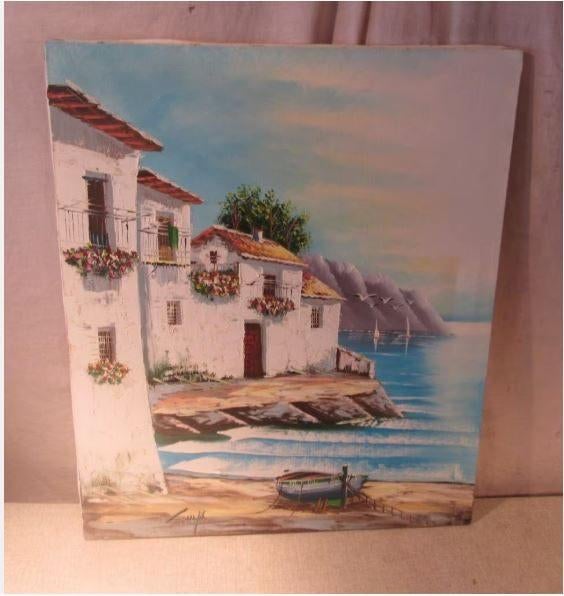Mooi Geschilderd Werk 'Zee aan de Costa Brava' - gesigneerd, Ophalen of Verzenden