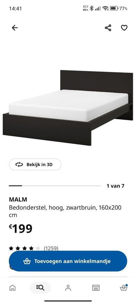 Malm bed 160x200 met lattenbodem BRUINE KLEUR, Ophalen
