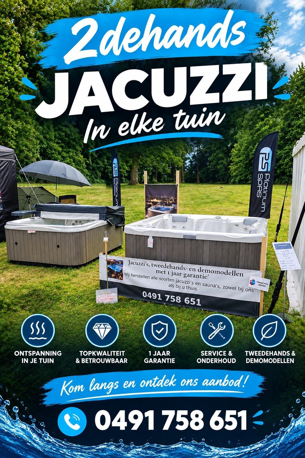 jacuzzi gratis geleverd geplaatst en 1jaar garantie, Enlèvement ou Envoi