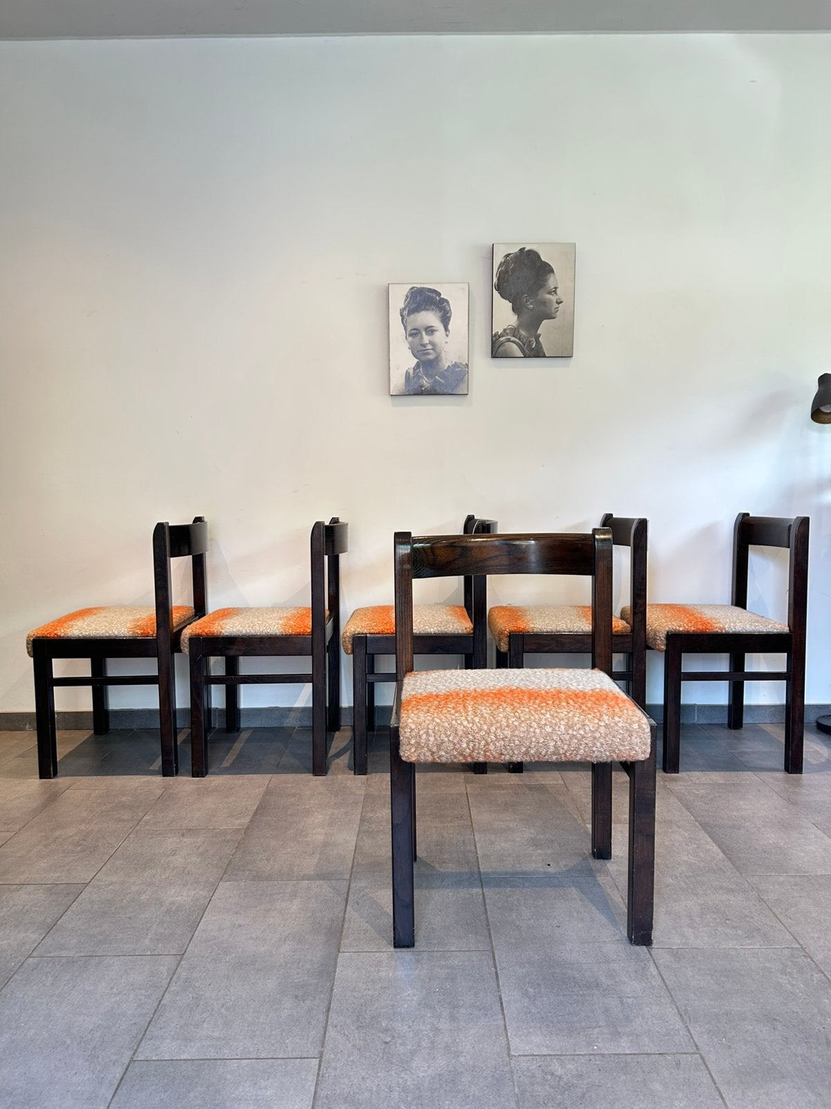 6 vintage brutalist houten stoelen, Maison & Meubles, Chaises, Utilisé, Enlèvement