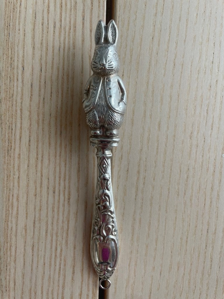 Zilveren rammelaar - konijn, Ophalen of Verzenden, Zilver