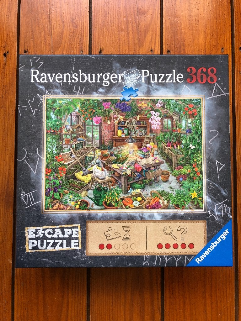 Ravensburger - Exit Puzzel 'In de Kas' - 368 XL Stukjes, Hobby en Vrije tijd, Ophalen of Verzenden, Minder dan 500 stukjes, Zo goed als nieuw