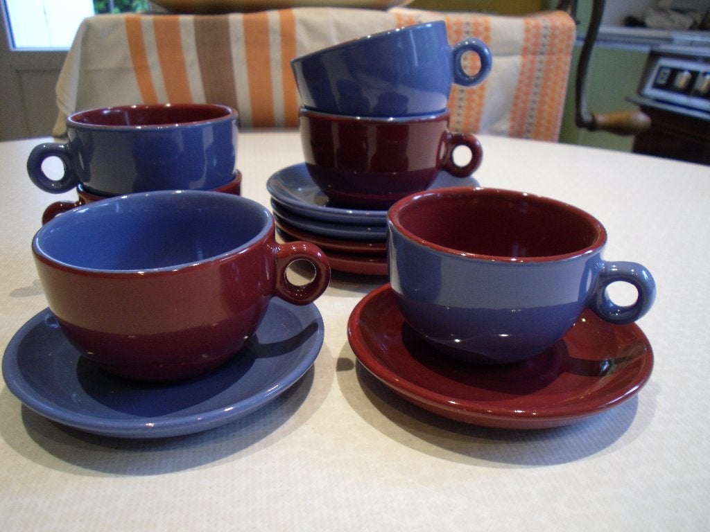 Six tasses avec sous-tasses de marque Bauknecht., Enlèvement, Neuf, Tasse(s) et/ou soucoupe(s)
