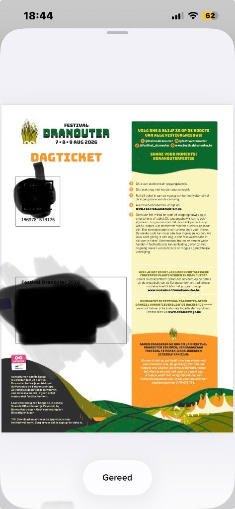 Vrijdag dagticket te koop Dranouter., Muziek en Instrumenten, Ophalen of Verzenden