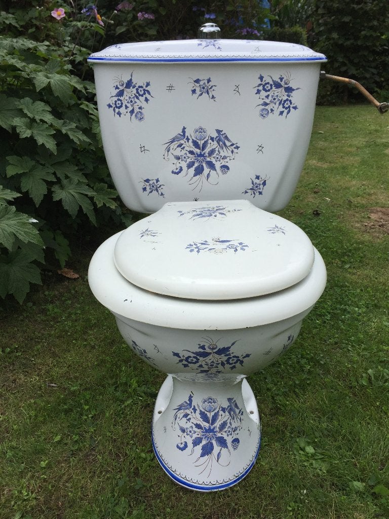 Maurice Herbeau Lille vintage WC+handwasser –handbeschilderd, Ophalen, Gebruikt, Toilet