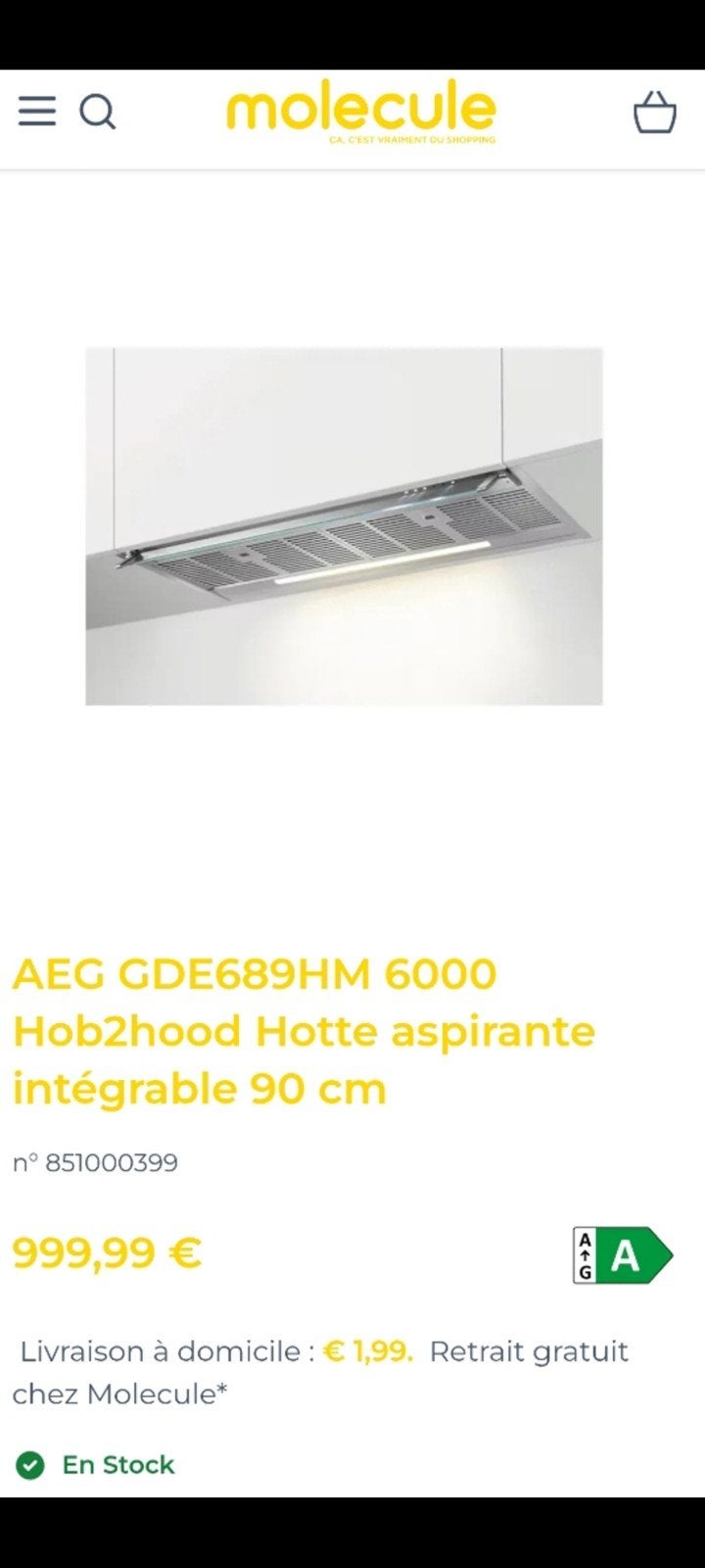 Hotte AEG encastrable neuve  90 cm, Electroménager, Hottes, Recyclage, Enlèvement