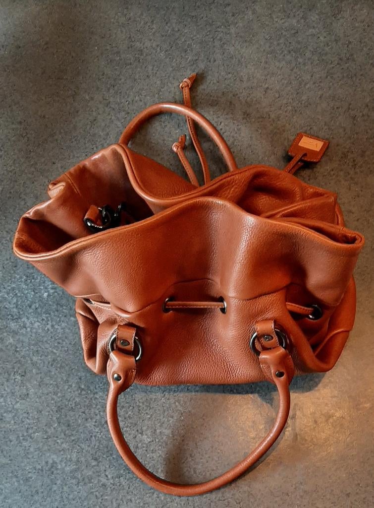 Te koop: Mooie bruine lederen handtas van "Vive bags"., Ophalen, Nieuw, Bruin, Handtas