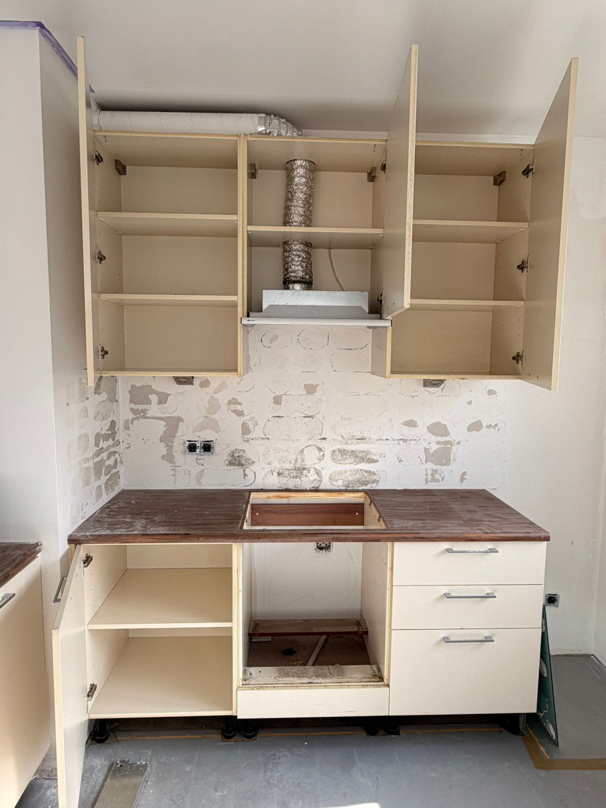 Meuble de cuisine a donner, Ophalen, Gebruikt, Crème, Enkelwandige keuken