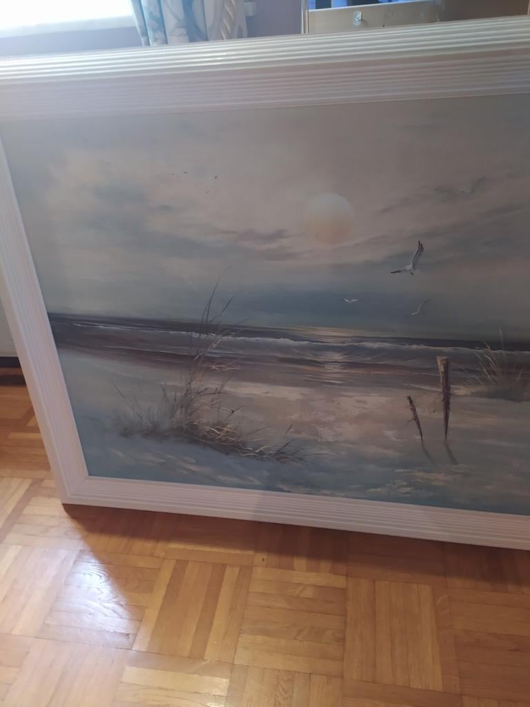 Groot schilderij met zeezicht te koop, Antiek en Kunst, Ophalen