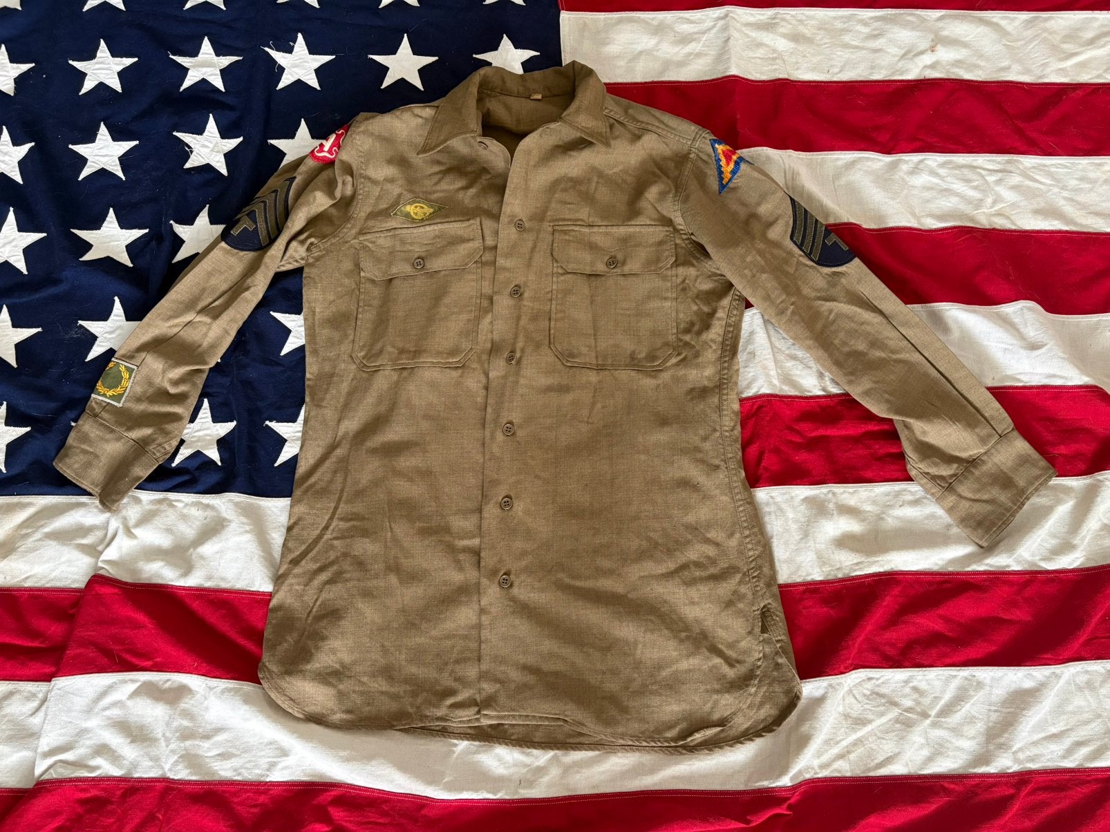 US WW2 mustard shirt 7th&9th army, Ophalen of Verzenden