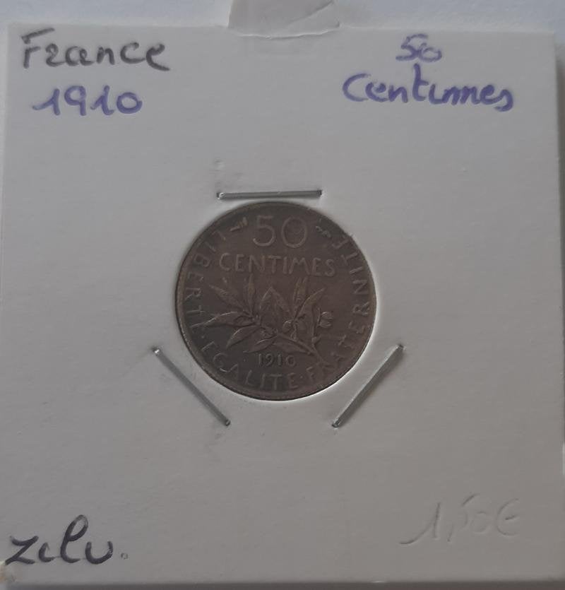 Frankrijk 50 centimes 1910 zilver, Ophalen of Verzenden, Frankrijk, Zilver