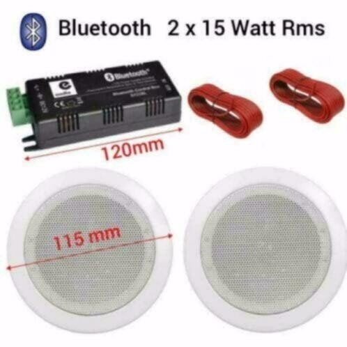 Bluetooth plafond luidspreker set wit 2x 11,5Cm 50Watt [KJ-1, Overige merken, Nieuw, Ophalen of Verzenden, Bluetooth