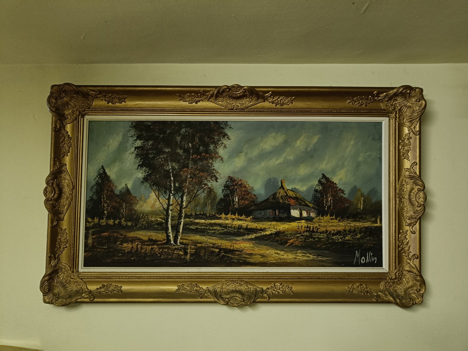 schilderij Mollin in kader, Antiquités & Art, Enlèvement, Paysage