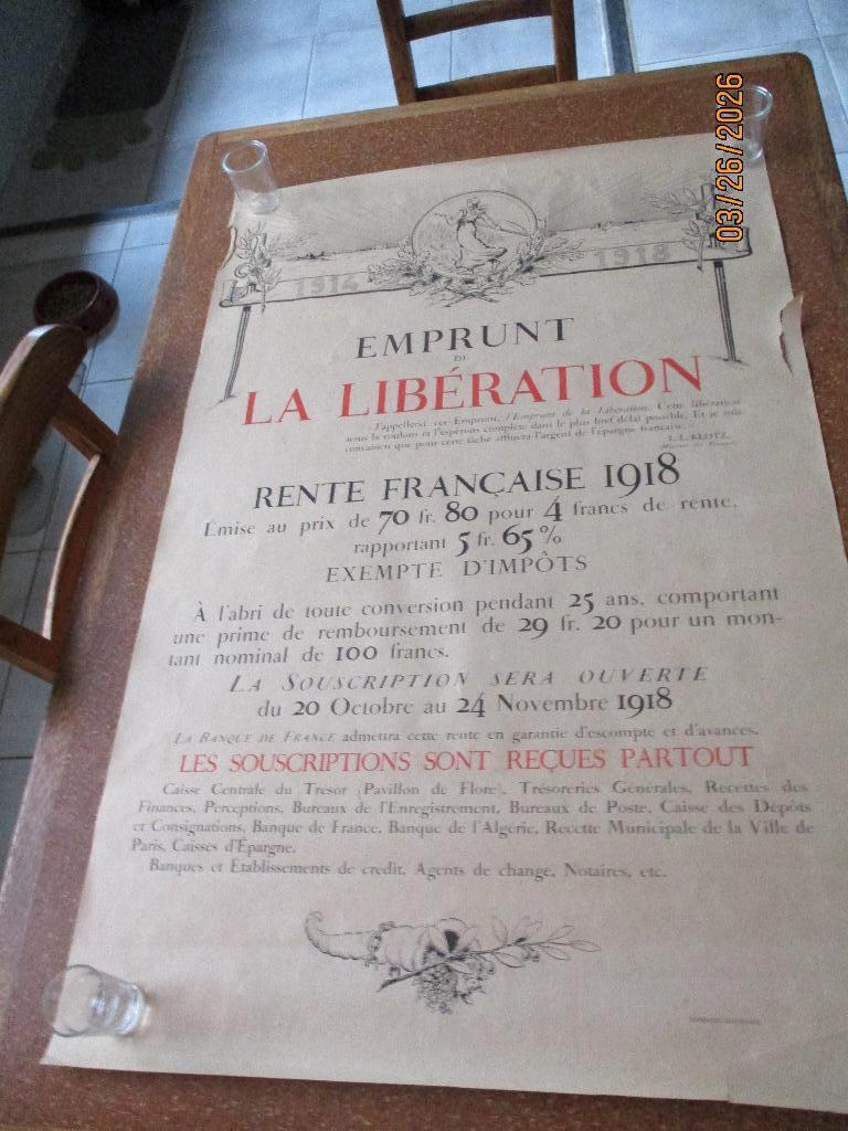 Lot de 6 affiches de la Première Guerre mondiale. Original, Envoi