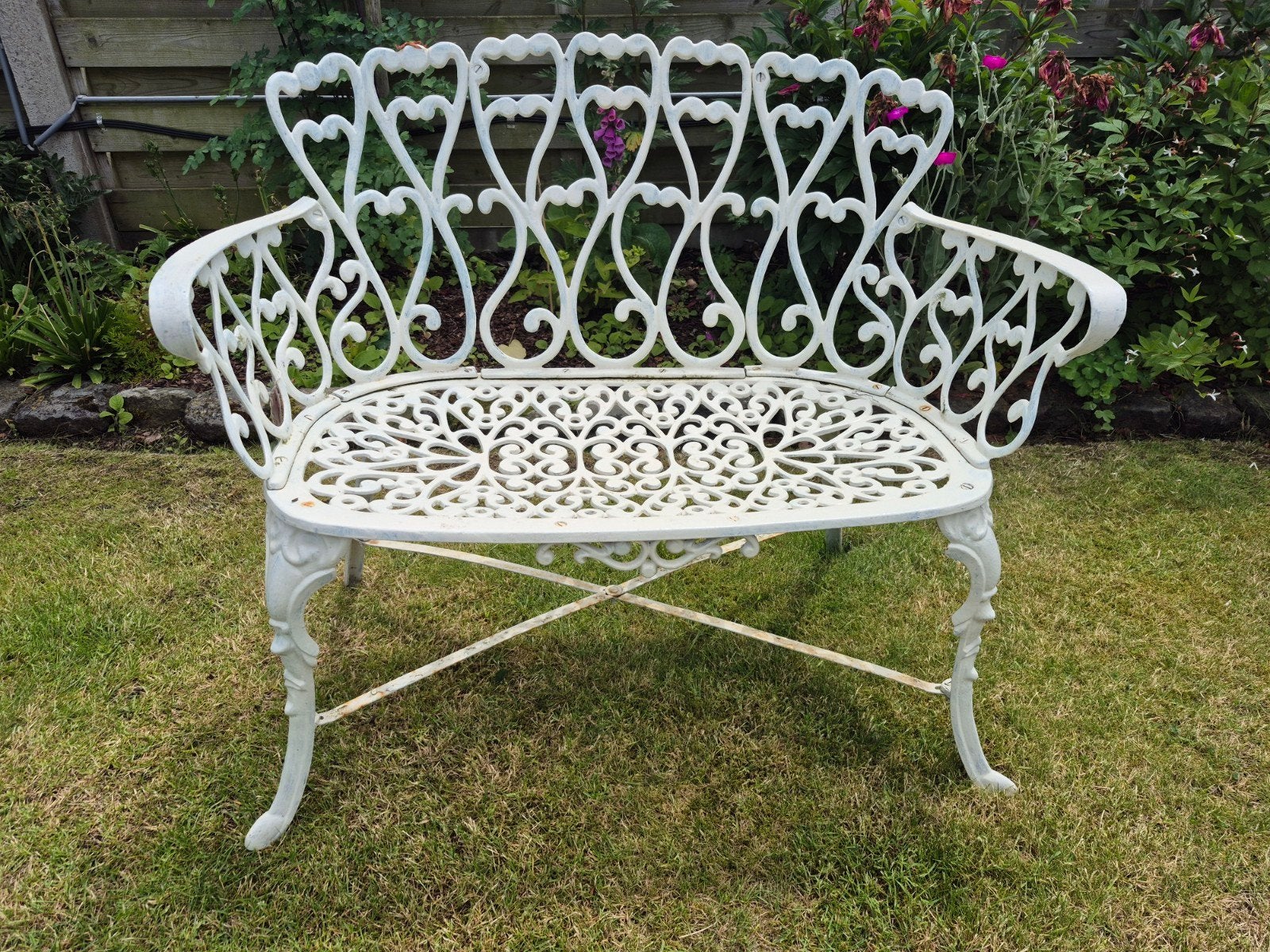 vintage bankje aluminium, Tuin en Terras, Ophalen, Aluminium