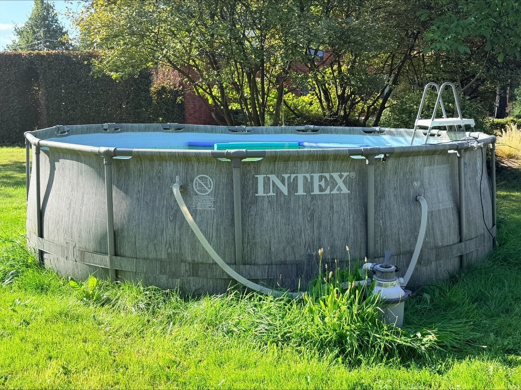 zwembad intex 460cm met ladder, Tuin en Terras, Gebruikt, Rond, 300 cm of meer, Opzetzwembad