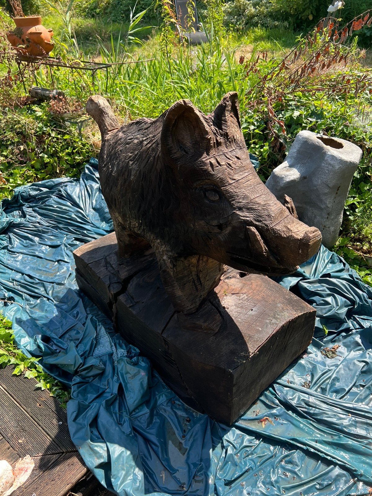 Zwijn kettingzaagkunstwerk, Animaux & Accessoires, Moutons, Chèvres & Cochons, Porcs, Mâle