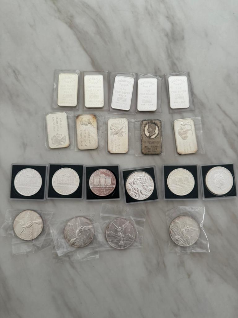 20x 1Troz zilverbaren/zilvermunten, Postzegels en Munten, Ophalen of Verzenden, Zilver