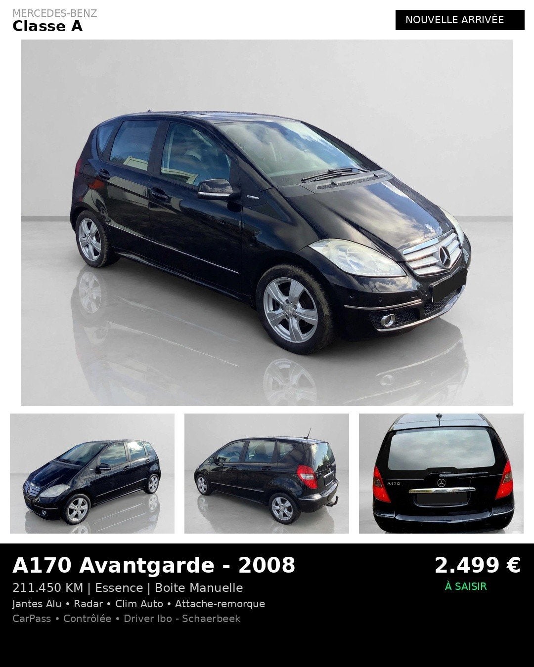 Mercedes classe A170 essence avantgarde, Enlèvement