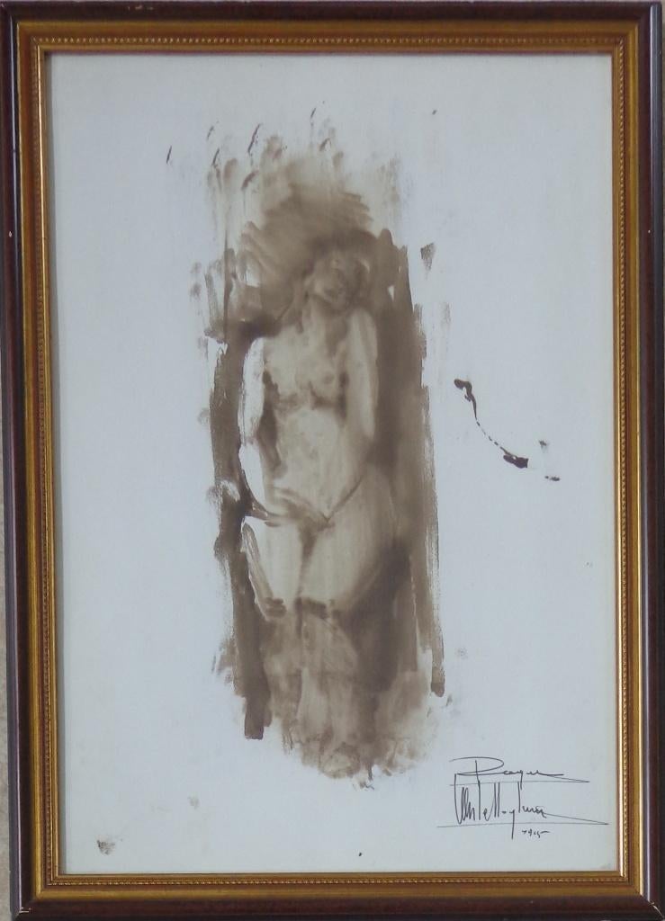 ROGER VAN BELLEGHEM / NAAKTE VROUW / ORIGINEEL / 55x40cm, Enlèvement ou Envoi