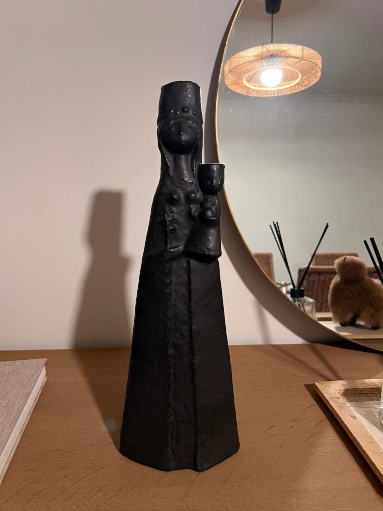 Vintage keramieken Mariabeeld met kind, zwart. Levet Scone, Antiek en Kunst, Antiek | Religieuze voorwerpen, Ophalen of Verzenden