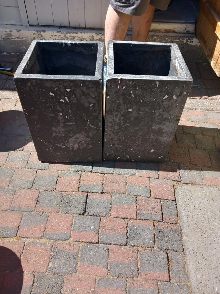 Polyester bloembakken betonlook, Tuin en Terras, Ophalen