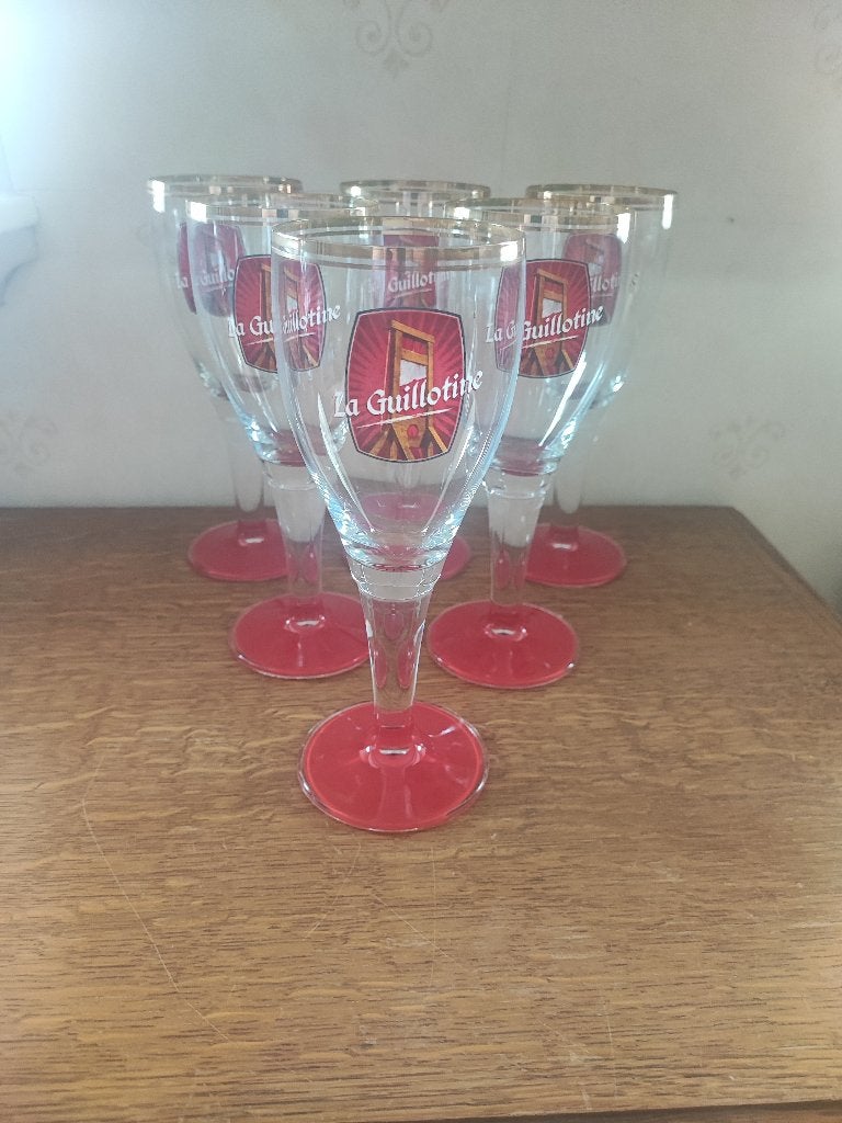 La Guillotine Bierglazen 6 stuks prima staat, Ophalen of Verzenden, Zo goed als nieuw