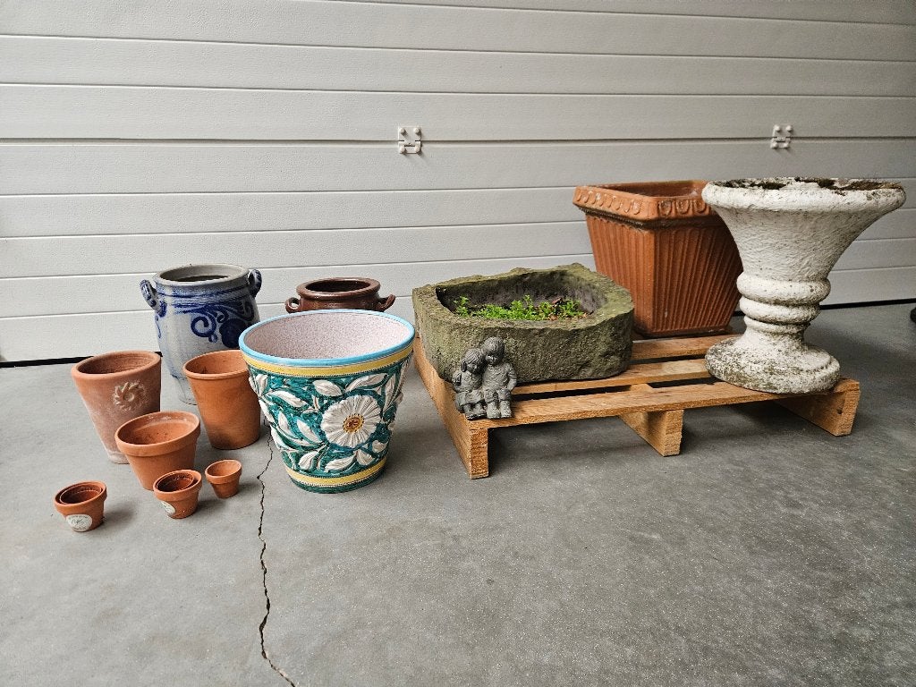 Lot tuinvazen, arduin bakje, terracotta, oude beton enz ..., Tuin en Terras, Ophalen, Zo goed als nieuw