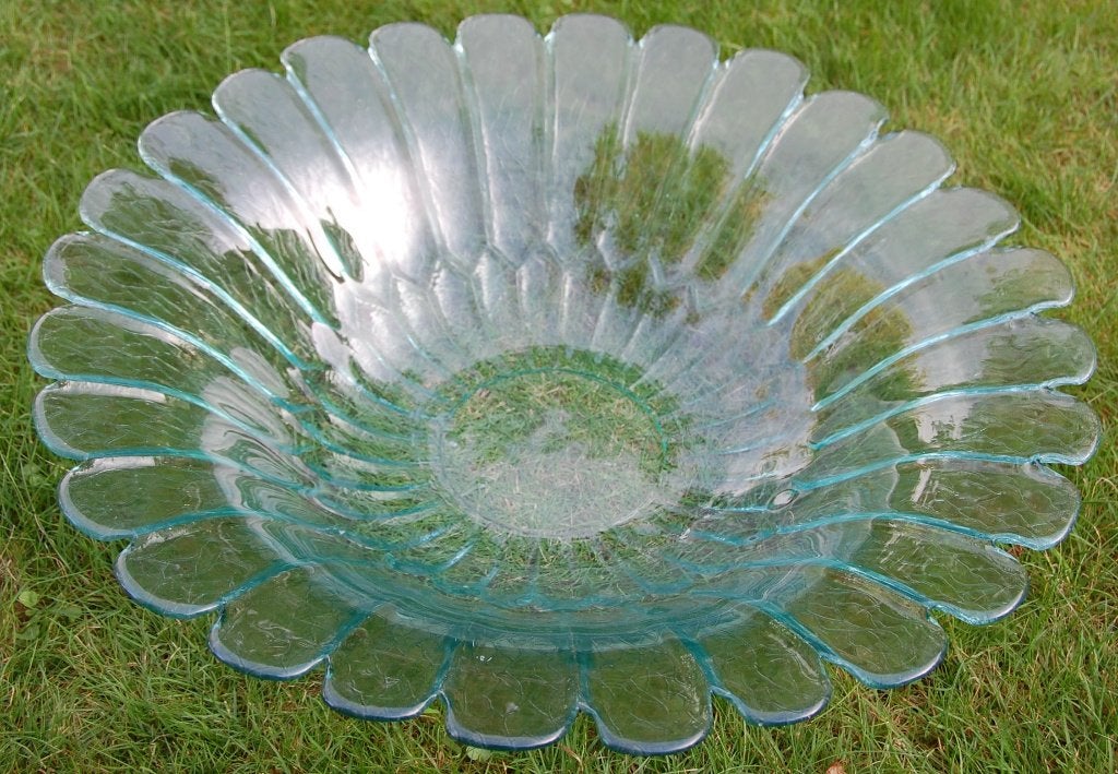 Grande coupe en verre en forme de fleur, Rond, Comme neuf, Verre, Enlèvement