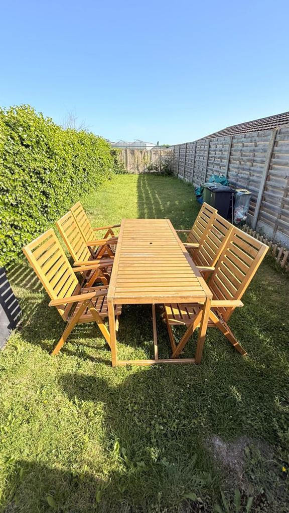 Tuin meubels, Tuin en Terras, Ophalen, Gebruikt, Eettafel, 6 zitplaatsen