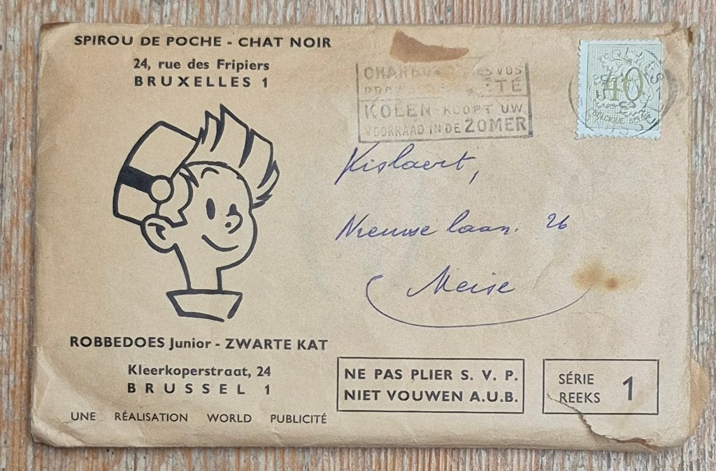 Robbedoes Junior enveloppe Spirou de poche 1957 Franquin, Ophalen of Verzenden, Guust of Robbedoes, Gebruikt, Overige typen