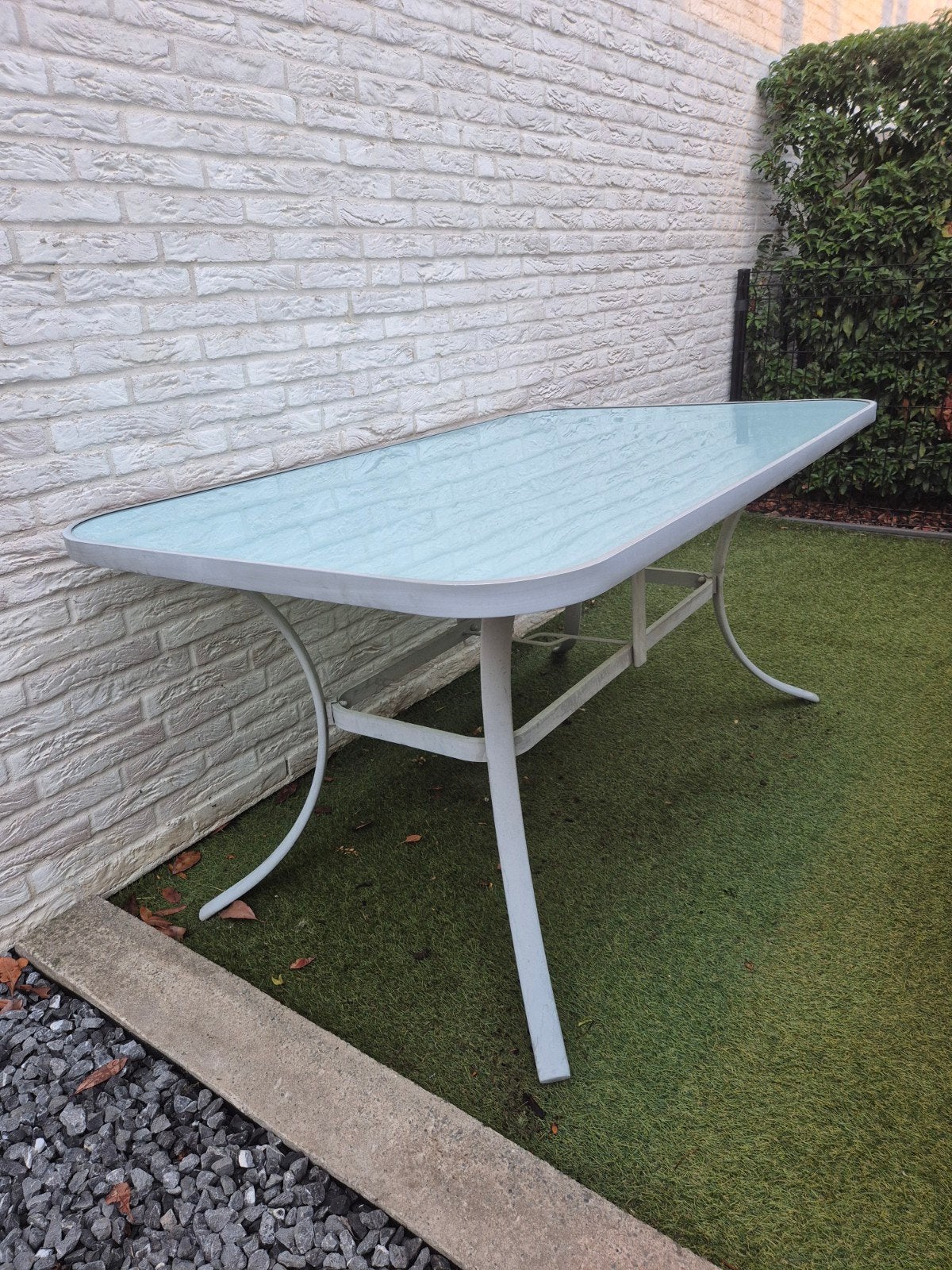 Aluminium tuintafel met glazen blad, Tuin en Terras, Ophalen, Gebruikt, Aluminium