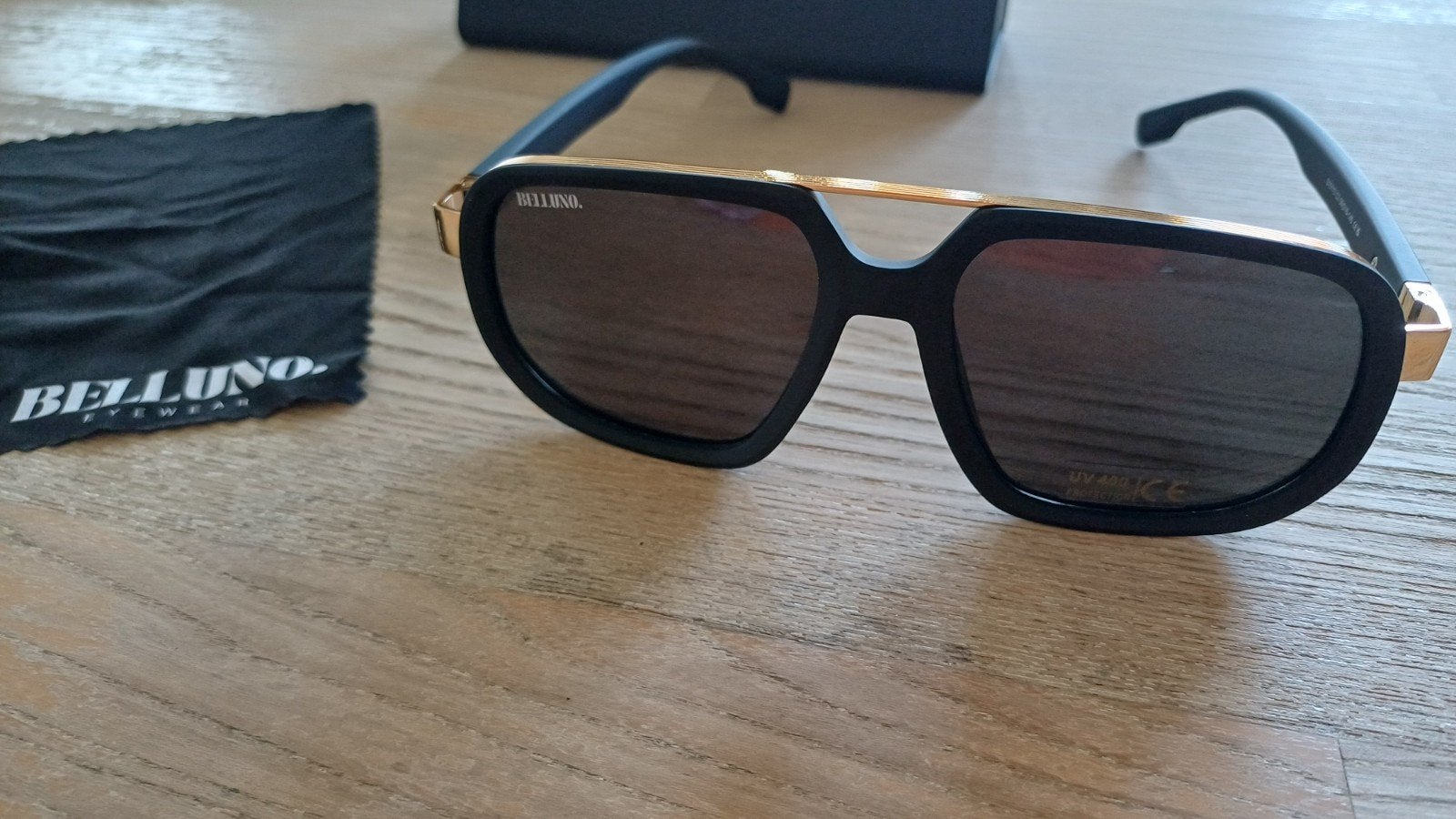 Lunettes de soleil Belluno Nero noir/doré pour homme, Neuf, Autres marques, Enlèvement ou Envoi, Lunettes de soleil