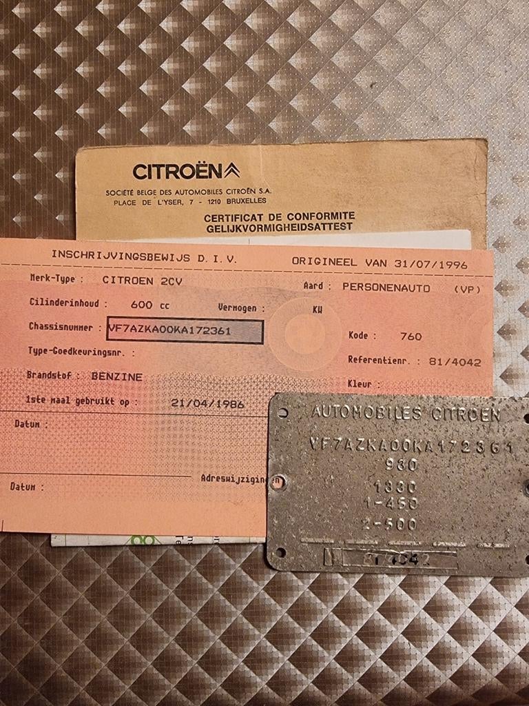 Citroën 2PK6 Inschrijving bewijs met identificatie plaatje, foto 6