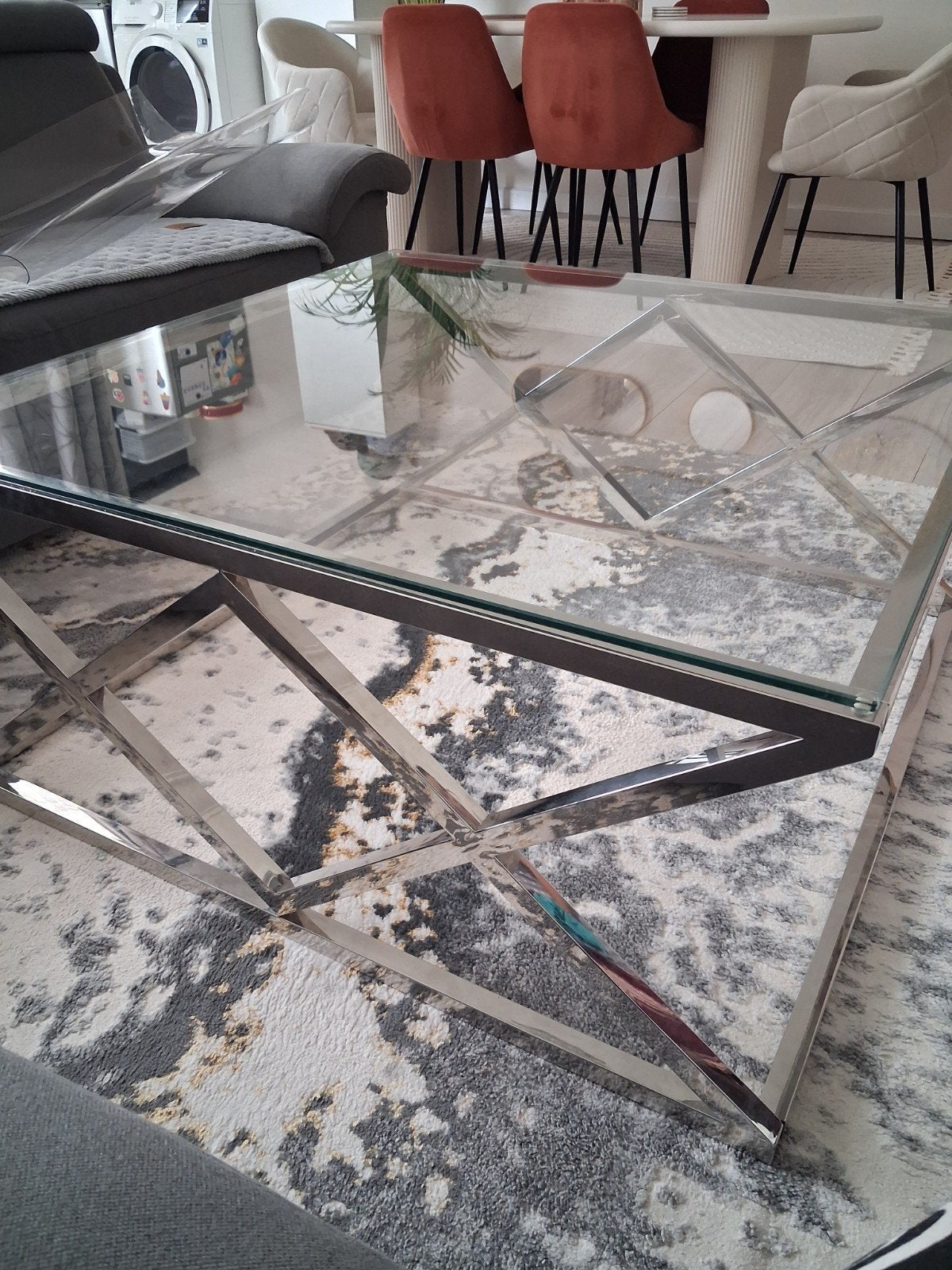 table basse en verre et métal, 100 à 150 cm, Verre, Enlèvement, 50 à 100 cm