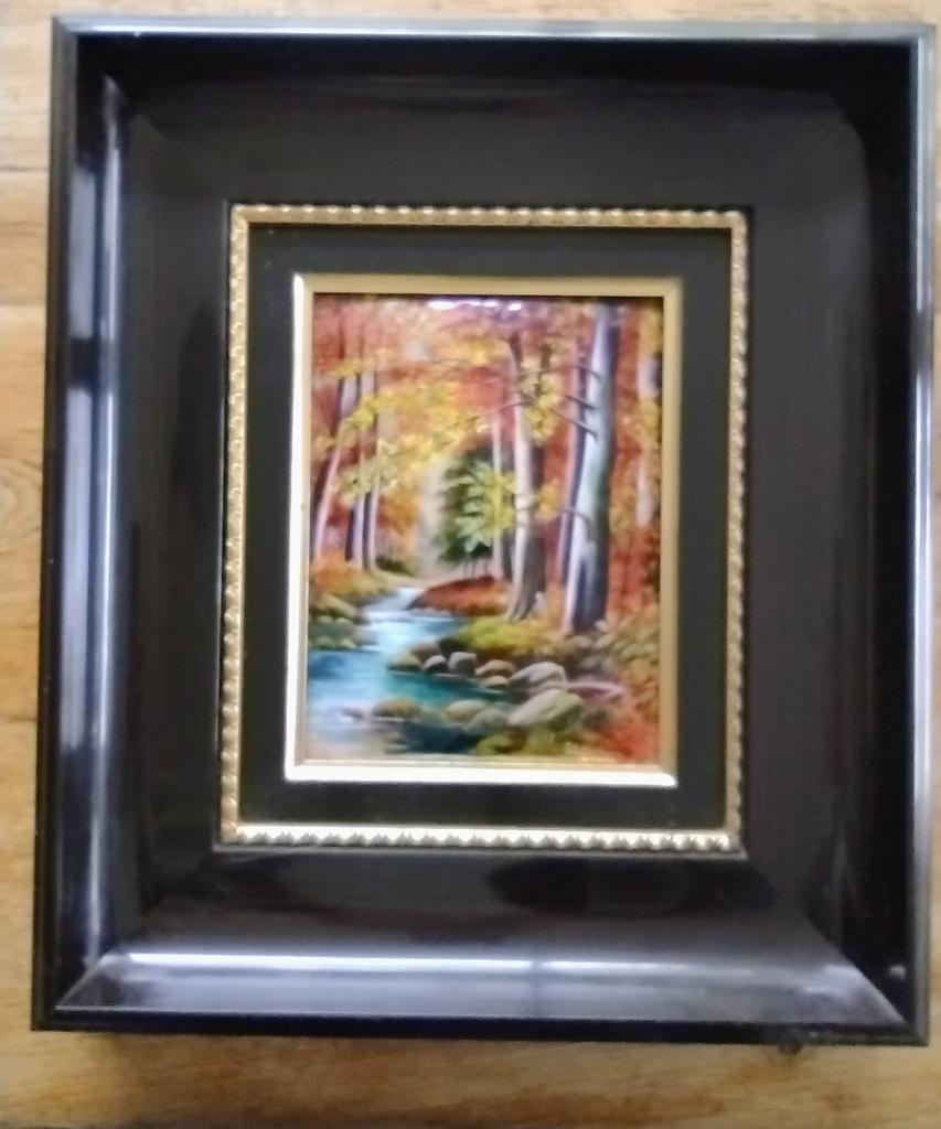 Limoges Emaille Schilderij – J.J. Sanmora – Landschap 15x20., Antiek en Kunst, Ophalen