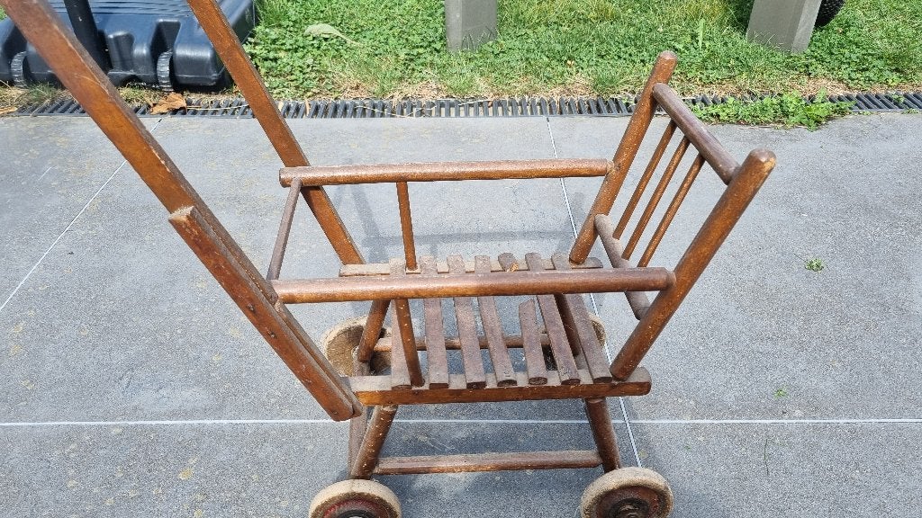 Houten speelgoed kinderwagen, Enlèvement, Utilisé, Jouet à Pousser ou Tirer