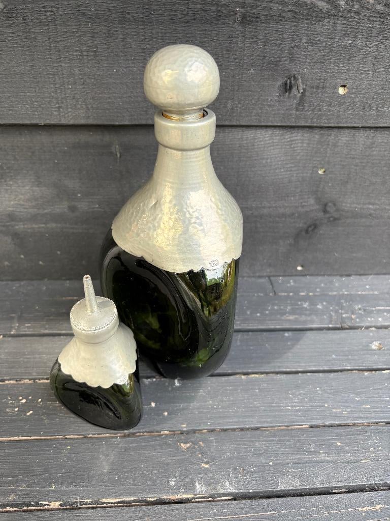 Groene Karaf Leerdam met elixerflesje., Antiek en Kunst, Ophalen of Verzenden