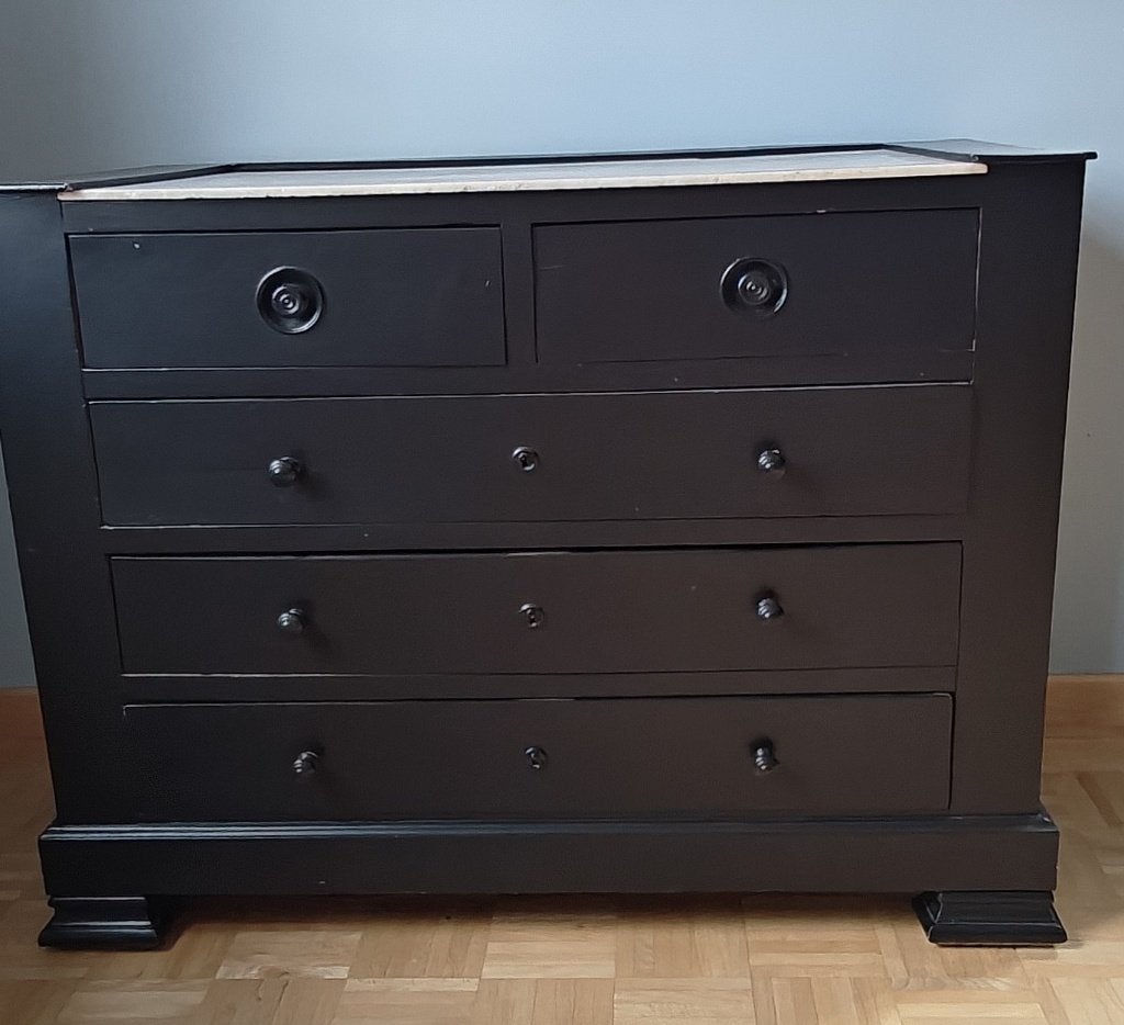 Commode, chêne, peint en noir, Antiek, 5 tiroirs ou plus, 100 à 150 cm, Enlèvement