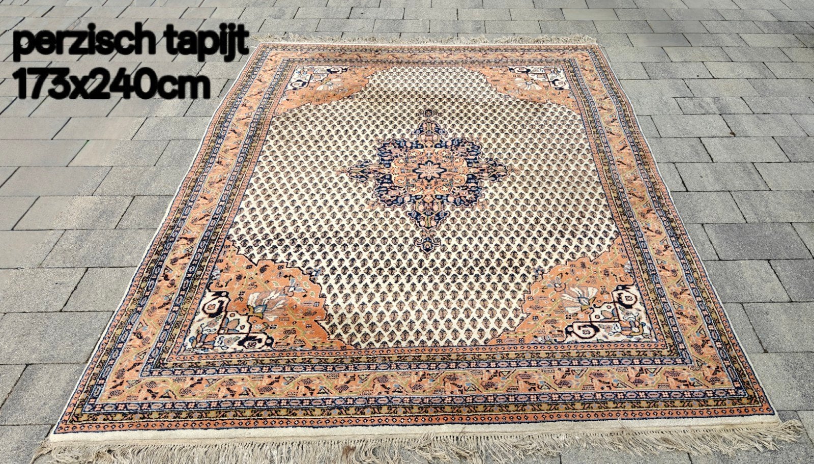 Mooi Perzisch handgeknoopt tapijt 173x240cm, 200 cm ou plus, Perzisch, Beige, 150 à 200 cm