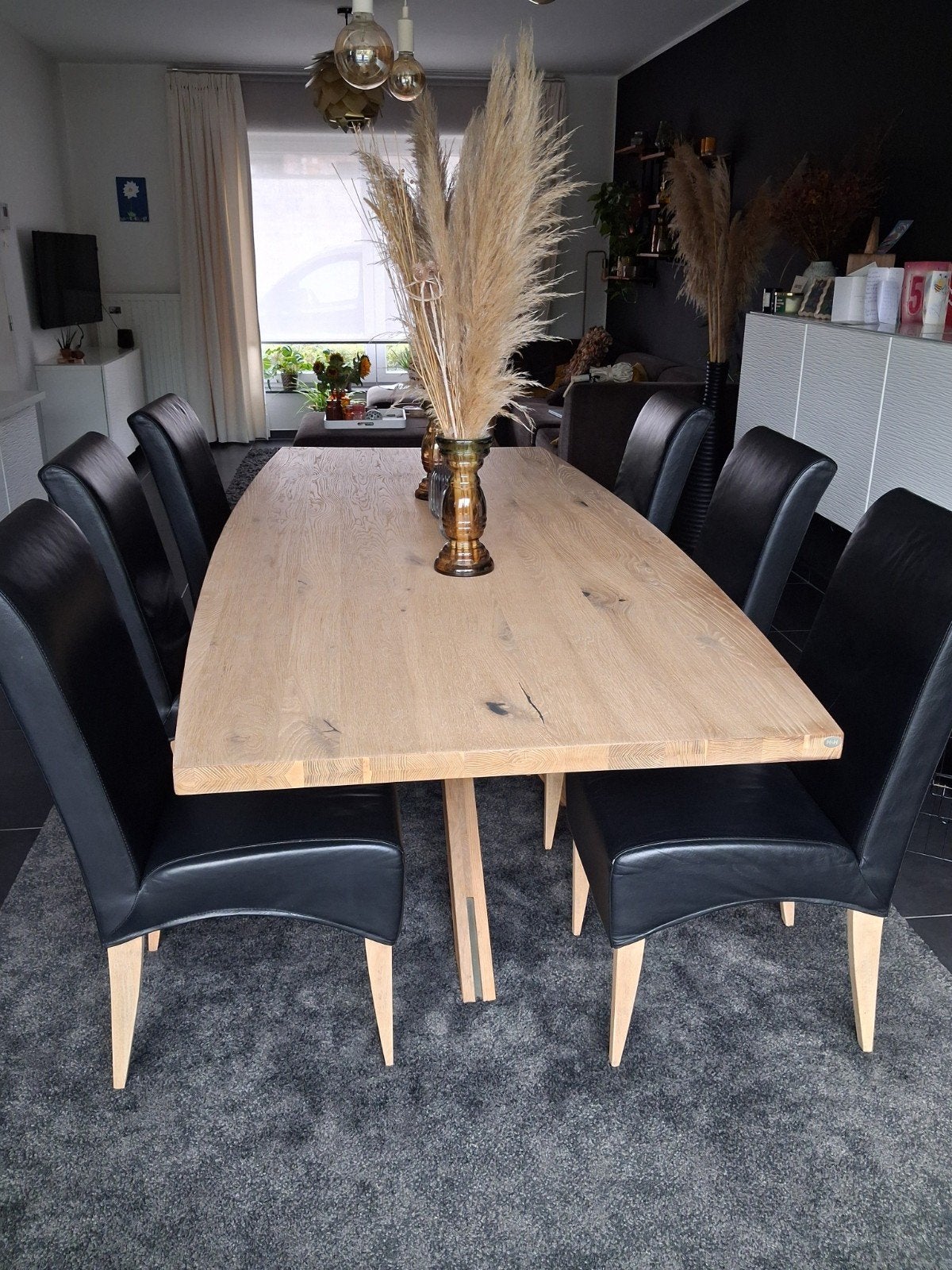 6 eetkamerstoelen, goede staat!, Huis en Inrichting, Stoelen, Ophalen, Gebruikt, Zwart, Leer